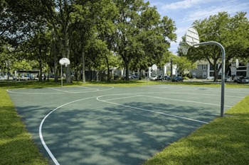 Two outdoor basketball courts
